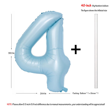 40 In Matte Blue Number Balloons Helium Foil Mylar Balloon Birthday Party Banquet Decoration Digital 4