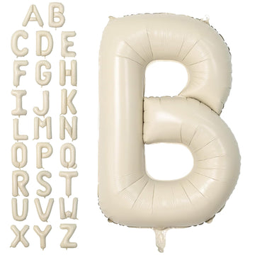 Cream B Letter Balloons,40 Inch Letter B Balloon Beige,A To Z Alphabet Mylar Helium Custom Letter Balloon For Birthday Baby Show