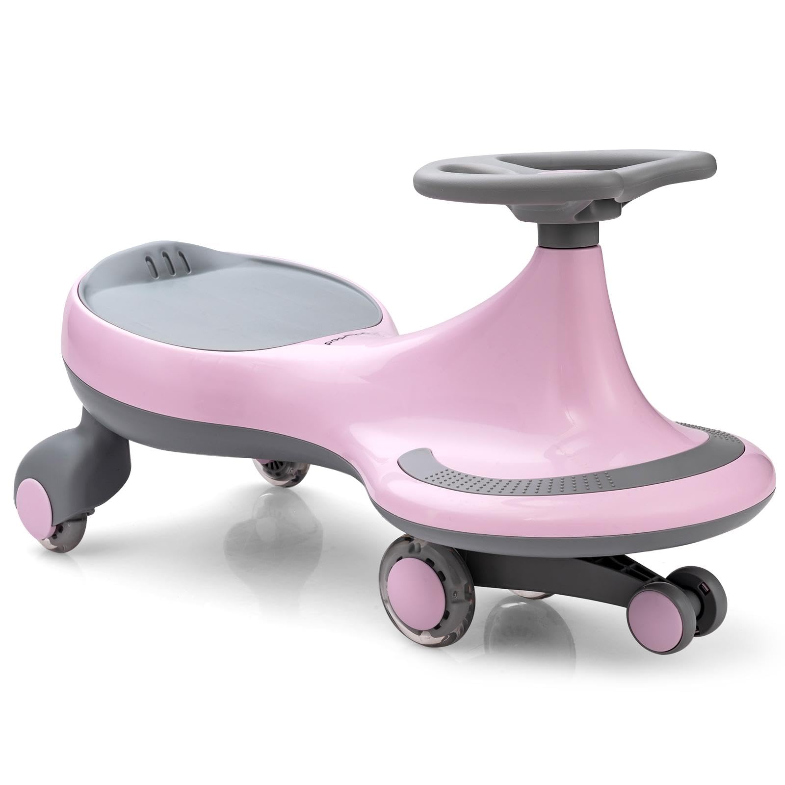 GLACER Wiggle Car  Just Twist Swing Car with Flashy PU Wheels  No Battery  Gears or Pedals Wiggle Bike  Easy to Ride  Indoor Outdoor Ride on Toy Gift for Boys & Girls Aged 3 Years Old and up (Pink)