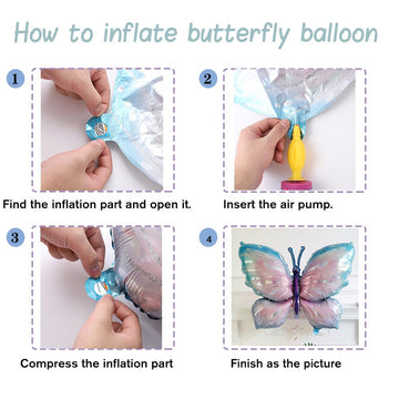 Butterfly Balloons 4 Pieces 40Inch Blue Purple Butterfly Foil Mylar Balloons For Butterfly Themed Party Wedding Birthday Baby Sh