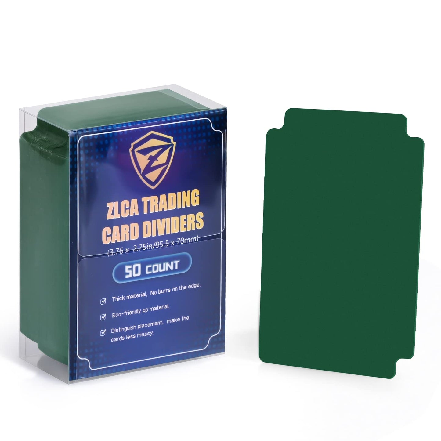 Zlca 50 Trading Card Dividers, Plastic Page Separator With Tabs For Storage Box - Baseball/Sports Cards, 2.75 X 3.76 Inch (Green