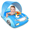 Laycol Baby Pool Float With Upf50+ Adjustable Canopy,Car Shaped Baby Swimming Float,Infant Baby Floatie,Toddler Pool Float For Baby 3-36 Months