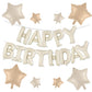 Happy Birthday Balloons Banner, Cream Happy Birthday Foil Balloons 16 Inch Mylar Foil Letter Balloons With 8 Pcs Cream Caramel B