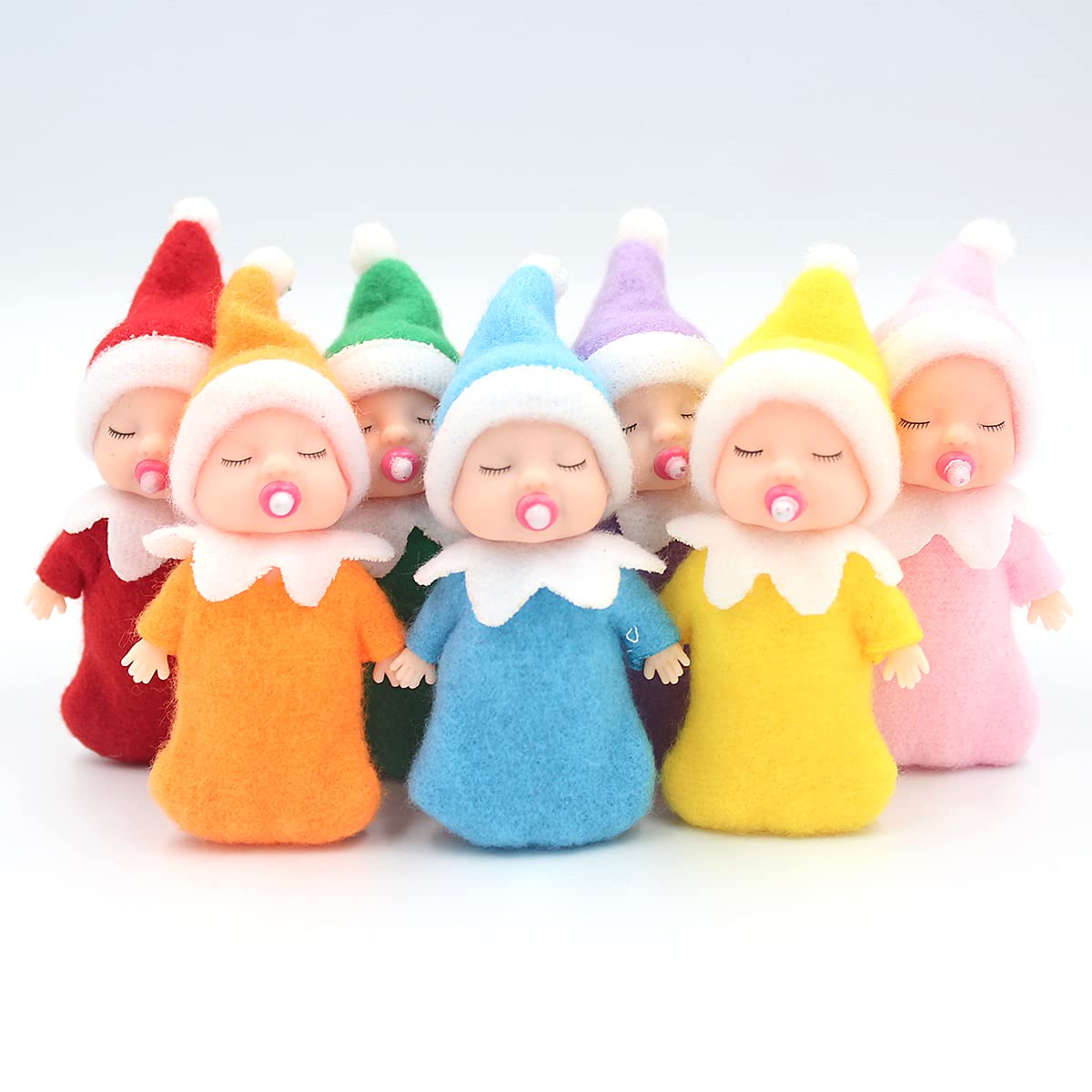 WULEEUPER Sleeping Elf Doll with Pacifier | Pink Holiday Decoration Toy