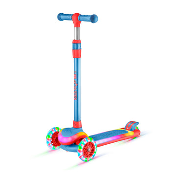 Lifemaster 3-Wheel Kids Scooter With Multi-Color Lights On Deck & Wheels - 5-Height Handlebar, Wide Anti-Slip Deck, Child Safety