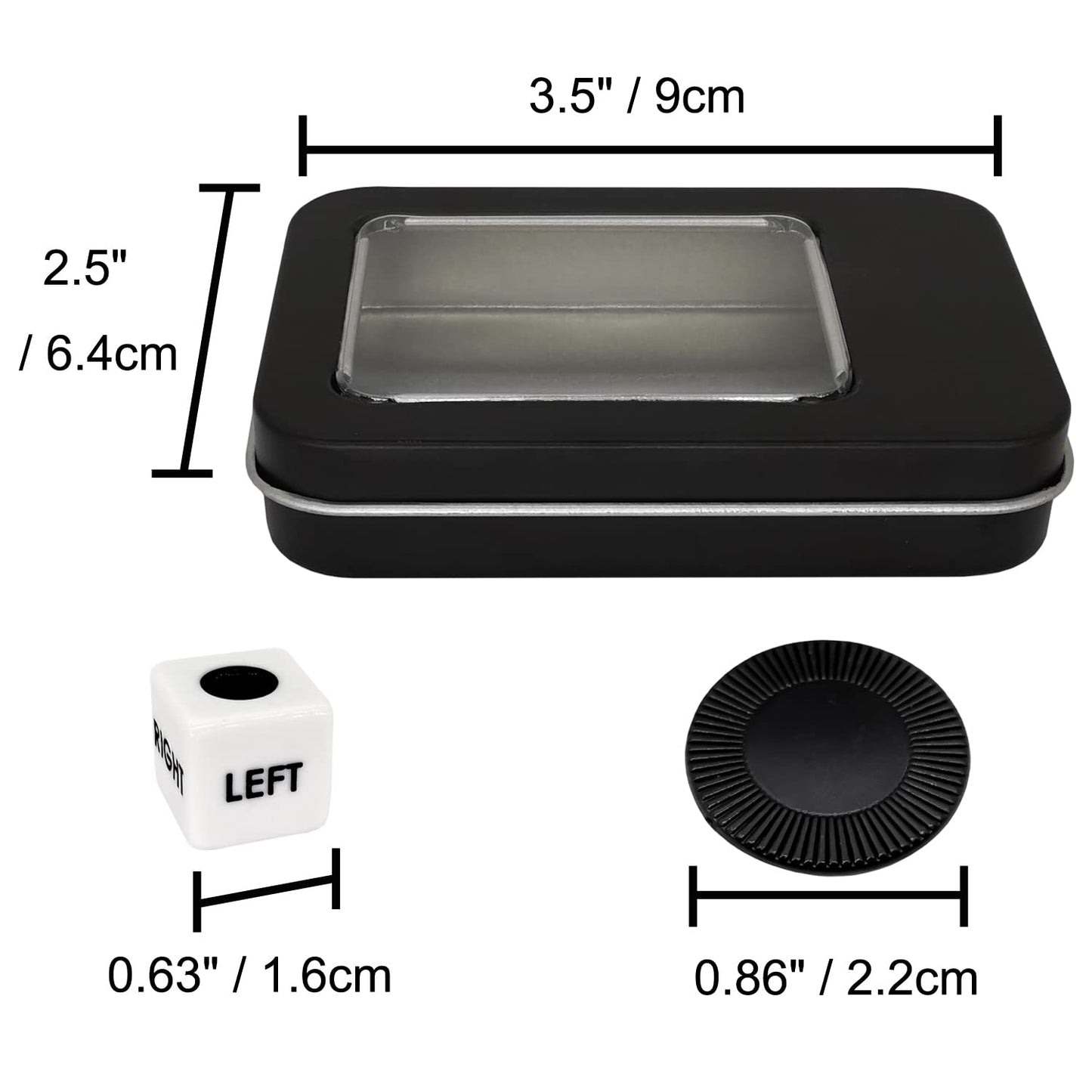 Ahoper Left Right Center Dice Game Prime Set With 3 Dices + 40 Chips.Left On The Product Means Pass 1 Chip To The Left, Right On The Product Means Pass 1 Chip To The Right. (Black)