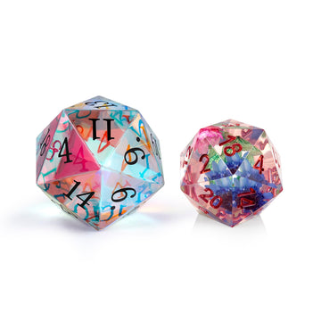 Large D20 Dice DNDND 30mm K9 Glass 20 Sided Single Dice with Velvet Pouch for Dungeons and Dragons D&D (Rainbow)
