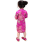 Chinese Girls Dress Peony Rose Qipao Half Sleeve Cheongsam Wedding Dresses Princess Birthday Party Costume (Hot Pink,14)
