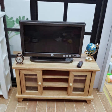 Dollhouse Decoration Accessories,1:12 Dollhouse Tv Dollhouse Miniature Furniture Room Wooden Vintage Black Tv Mini Furniture For