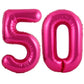 40 Inch Hot Pink 50 Number Balloons Giant Jumbo Huge 50 Foil Mylar Helium Number Digital Balloons Dark Pink Birthday Mylar Digit