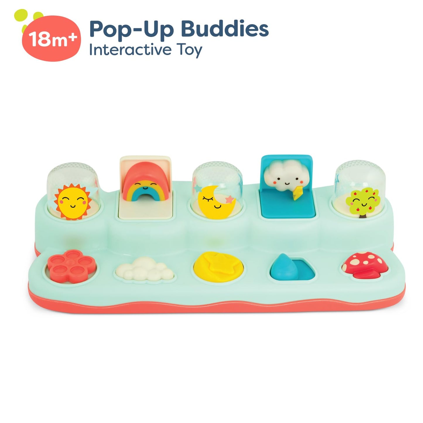 B. toys Pop-Up Buddies Interactive Learning Toy for Babies, 18 Months+, Multicolored, Medium, Model BX2063Z