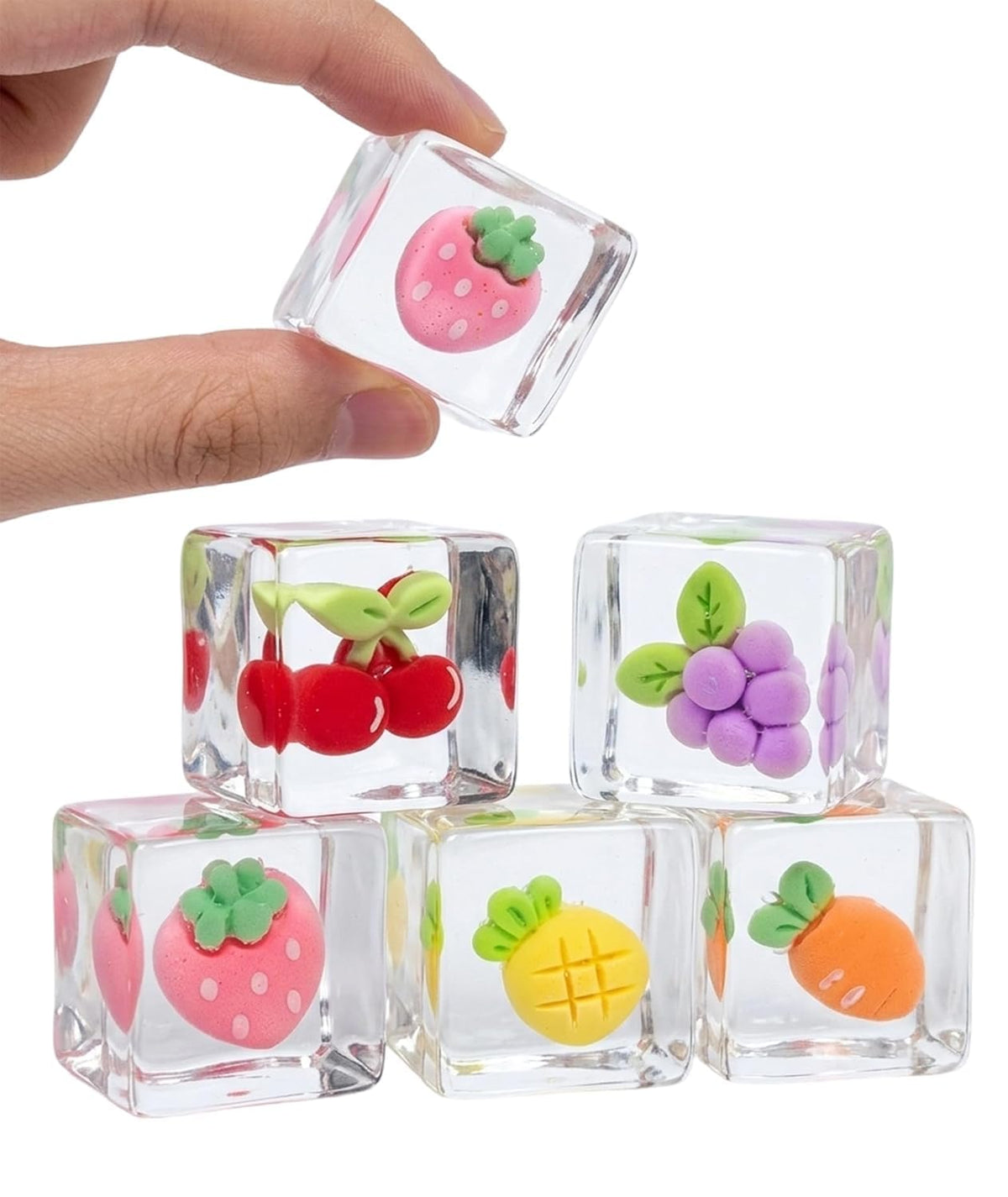 Squishy Dumpling Taba Squishy Set, Soft FruitThemed Squishy Collection with Strawberry Pineapple Carrot Cherry Grape Colors, DI