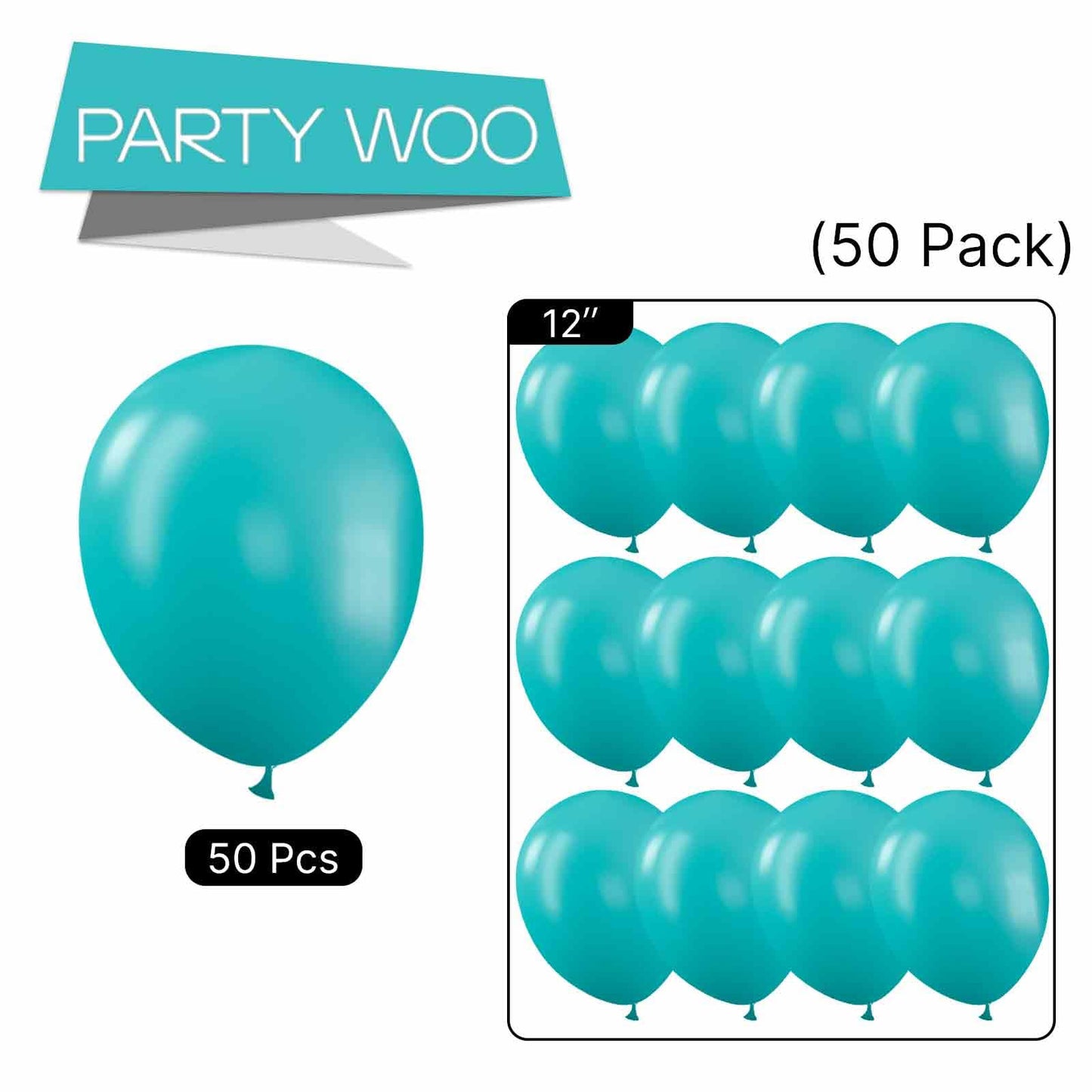 Partywoo Teal Blue Balloons, 50 Pcs 12 Inch Teal Balloons, Turquoise Balloons For Balloon Garland Or Balloon Arch As Birthday Party Decorations, Wedding Decorations, Baby Shower Decorations, Blue-Y17