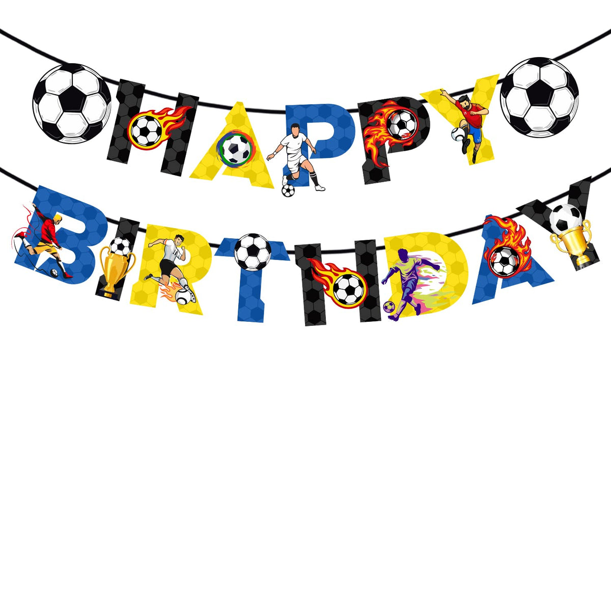 Zyozique Football Happy Birthday Paper Banner Paper Bunting Hanging for Boys Football Party Decoration | Kids Football Themed Pa