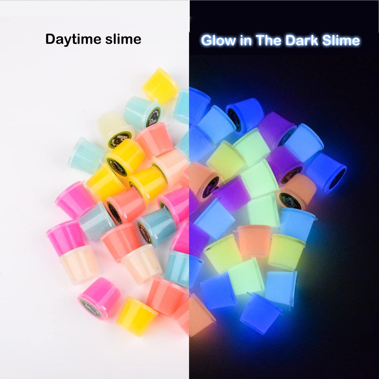 48 Pack Galaxy Slime, Glow In The Dark Slime Kit Party Favors For Girls And Boys, Non Sticky, Super Soft, Wet, Stress Relief Put
