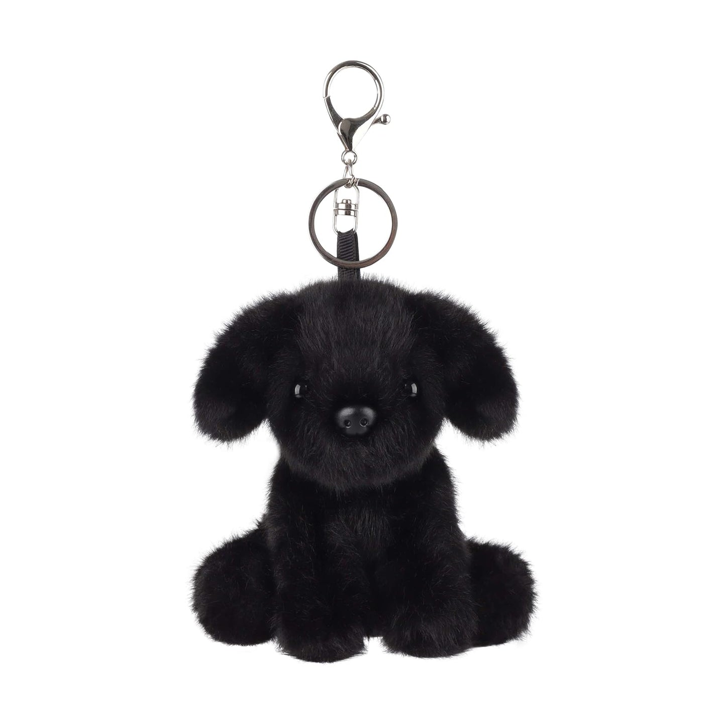 Apricot Lamb Plush Labrador Dog Puppy Stuffed Animal Keychain For Kids Bag, Purse, Backpack, Handbag (4.7 Inches) (Black)