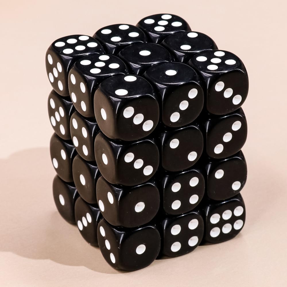 36 of Pack 12MM 6 Sided MINI Dice Set,Solid Black Game Dice Set, 6 Sided Standard Colored Dices for Tenzi, Bunco or Teaching Mat