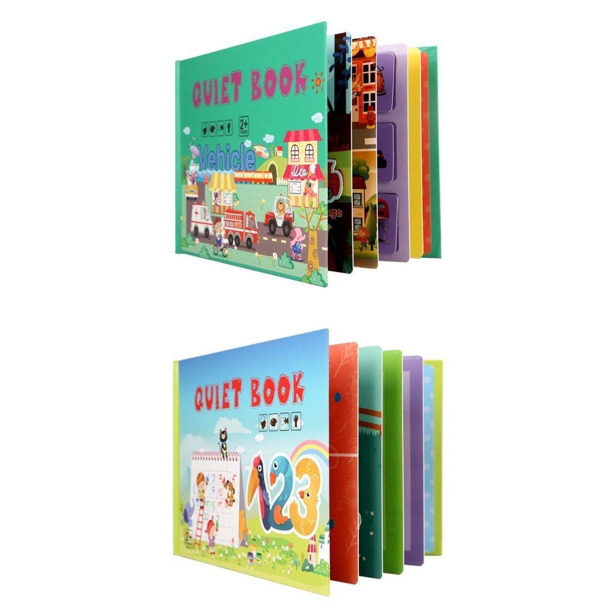 Merishopp 2Pcs Montessori Quiet Books Early Learning For Children Preschool Kids | Baby Learning Toy | Infant Activity Toy | Sen