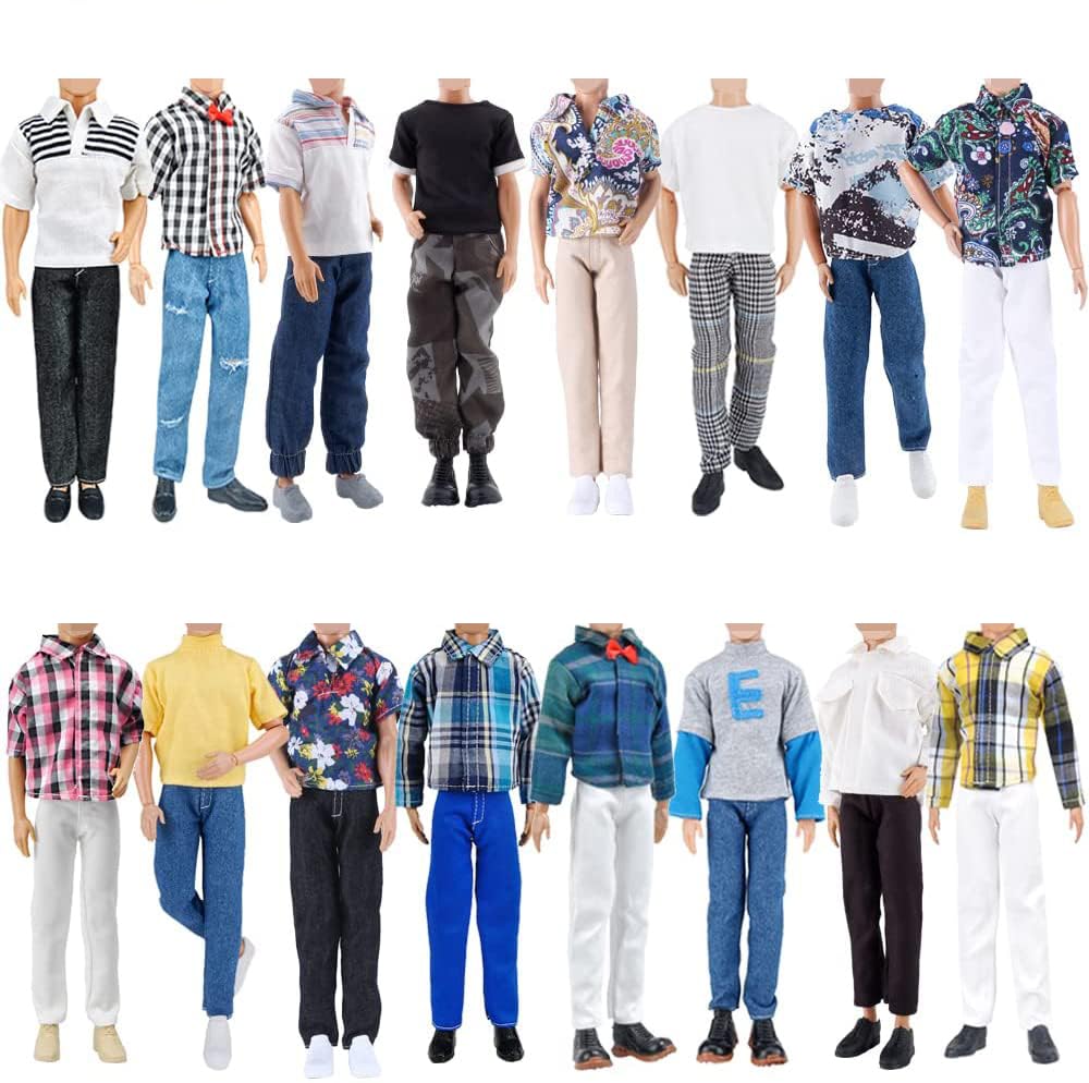 E-Ting 10-Item Fashion Pack = 5 Sets Casual Clothing Outfit +5 Pairs Shoes For Doll Random Style (Daily Suit + Green Bomber Jacket + Swimwear)