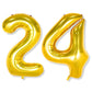Flyloons 24 number Golden Foil Balloon 16 inch Size Birthday Decoration Items Pack of 2 | 24th Year Balloons | Twenty Four