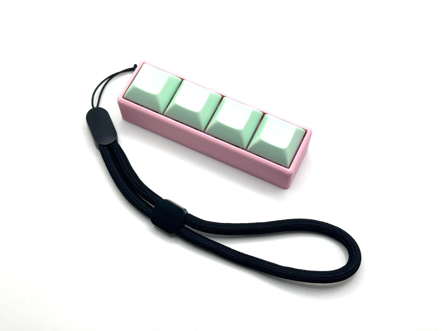 Four-Button Clicky Mechanical Switch Fidget Toy | Stim Toy, Stress Relief, Adhd (Pink Base, Mint Green Keycaps)