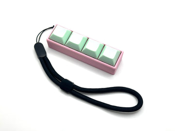 Four-Button Clicky Mechanical Switch Fidget Toy | Stim Toy, Stress Relief, Adhd (Pink Base, Mint Green Keycaps)