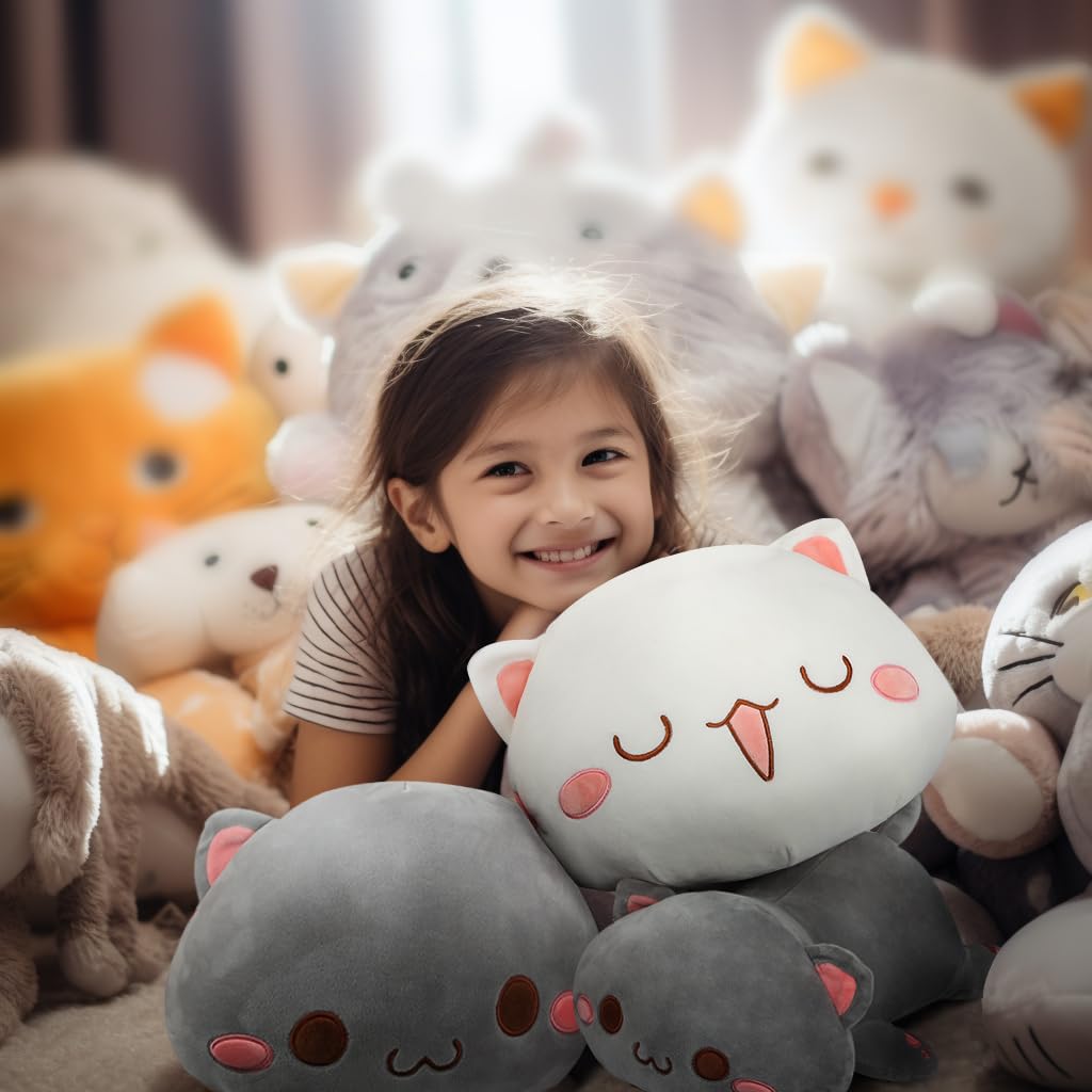 Afan Super Soft 13.7'' Cute Cat Kitten Doll Plush Toy Kawaii Anime Plush Cute Stuffed Animal Cat Toys For Kids Girls Boys Cat (W