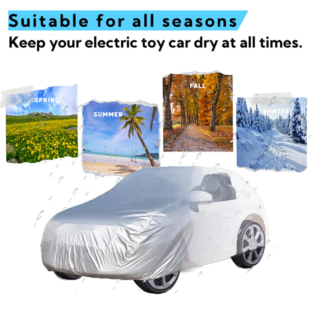 Large Kids Ride-On Toy Car Cover, Outdoor Wrapper Resistant Protection For Electric Battery Powered Children Wheels Toy Vehicles-Universal Fit, Water Resistant, Uv Rain Snow Protection (Silver)