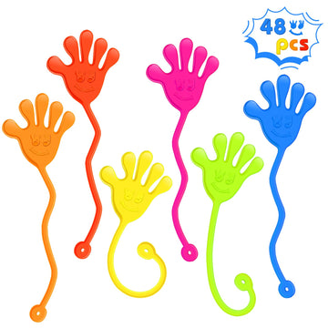 Sticky Hands Bulk 48 Pcs Party Favors For Kids 4-8 8-12 Stretchy Sticky Hand Toy Easter Basket Stuffers Egg Fillers Goodie Bag Stuffers Treasure Box Toys For Classroom Prizes Birthday Party Supplies