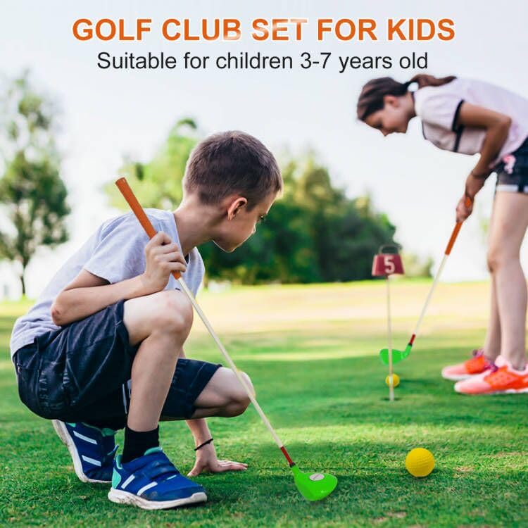 Kids Golf Clubs Set For Child,Konday Kids Golf Set Include Drive,Iron,Putter,Carry Bag And Soft Balls Right Hand (Green)