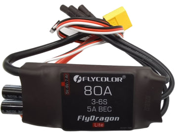 FLYCOLOR 80A ESC 3-6S Electric Speed Controller 5v/6v/7.4v 5A BEC with XT60 & 3.5mm Bullet Plugs for RC Drone Airplane Brushless