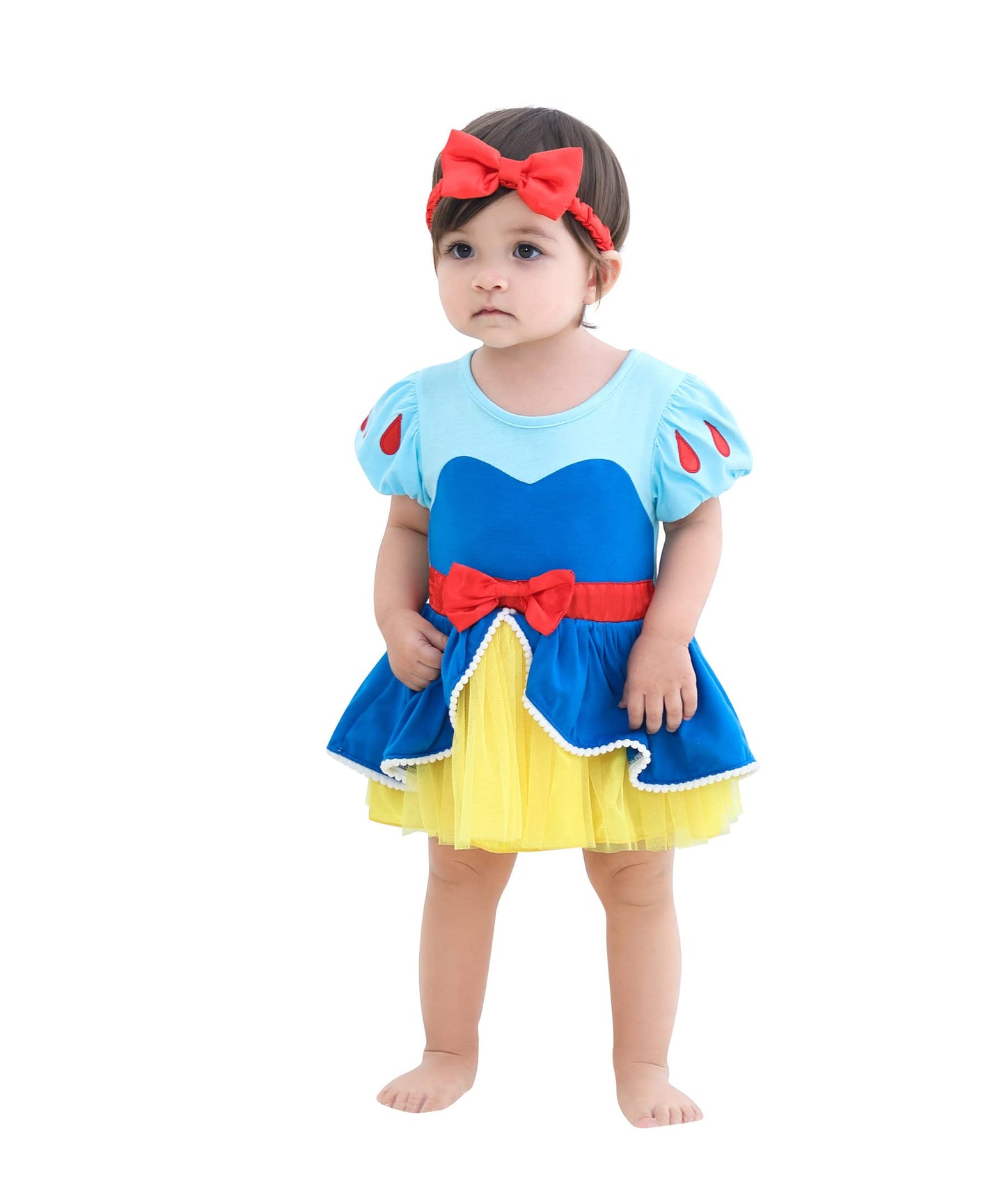 Snow Baby Girls Costume For Infant Romper Onesie Babysuit Birthday Christmas Halloween With Headband 12-18Months(K28-95)