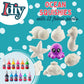 Idiy Diy Party Craft Kit Jumbo Ocean Pals Squishies (8 Unique Sea Animals W 12 Fabric Paints) -White Kawaii Scented Slow Rise Sq