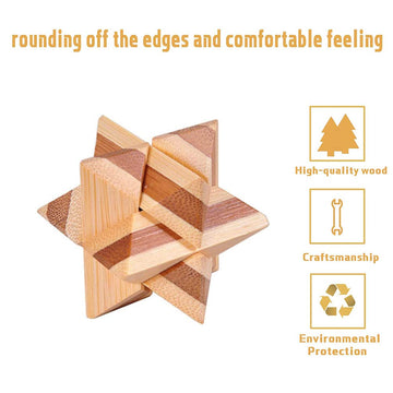 Bamboo 3D Puzzle Metal Brain Teasers Puzzles Mind Game Toys Set For Teens And Adults Pack Of 12Pcs