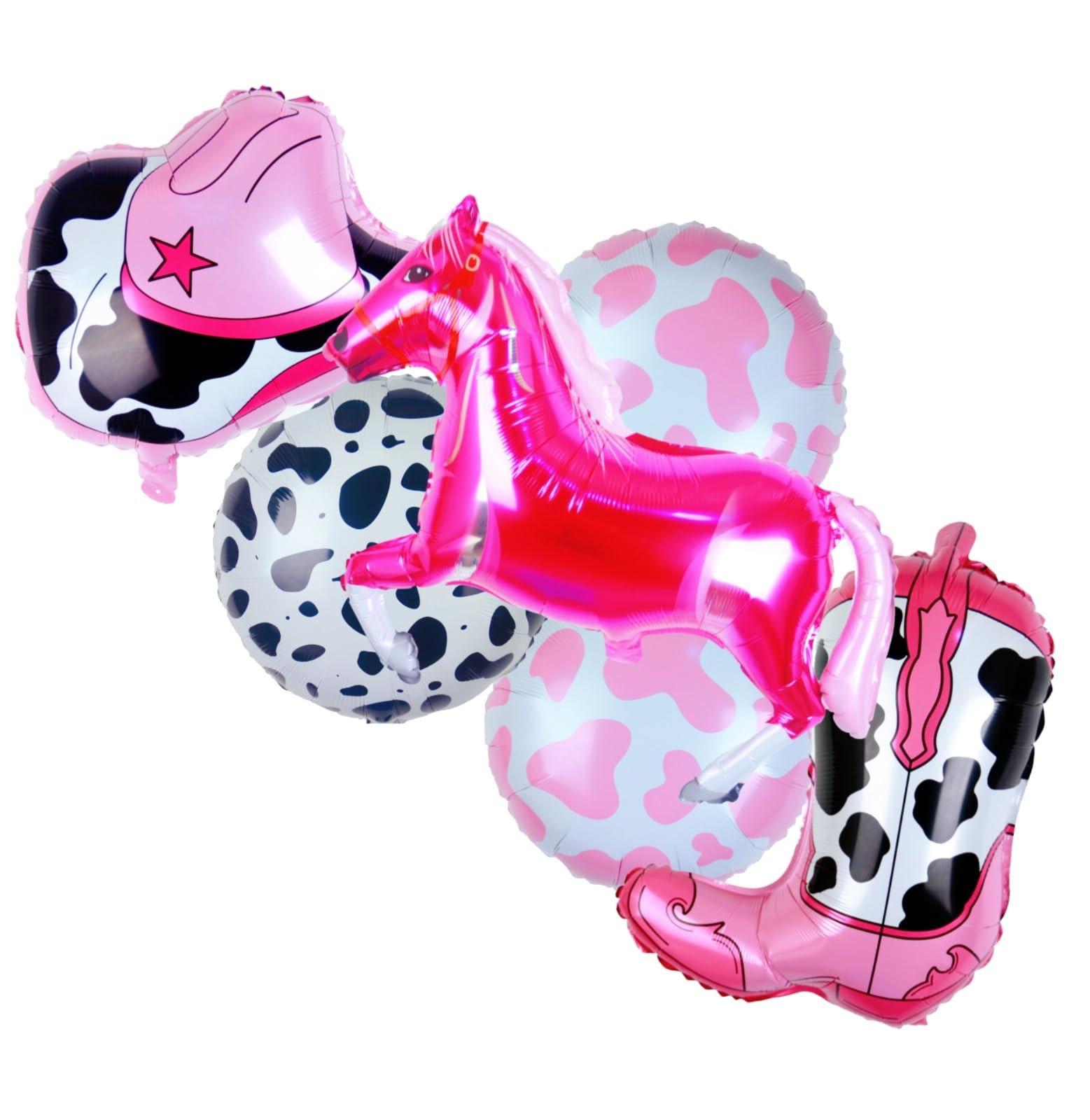 Kwuz Western Cowgirl Balloons Pink Party Decorations, Retro Horse Cowgirl Hat Boot Balloons Girls Western Theme Rodeo Birthday P