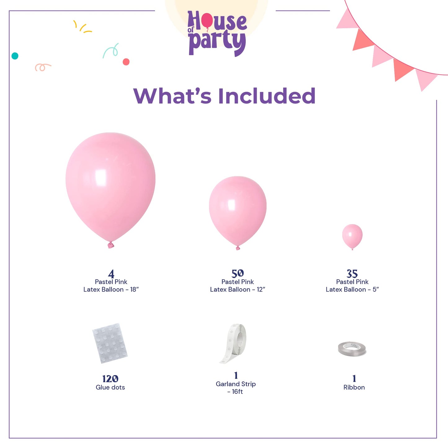 House Of Party Pastel Pink Balloons | Valentine'S Day Balloons Garland Kit, 5/12/18 Inch | Balloon Arch For Birthday Party, Wedd