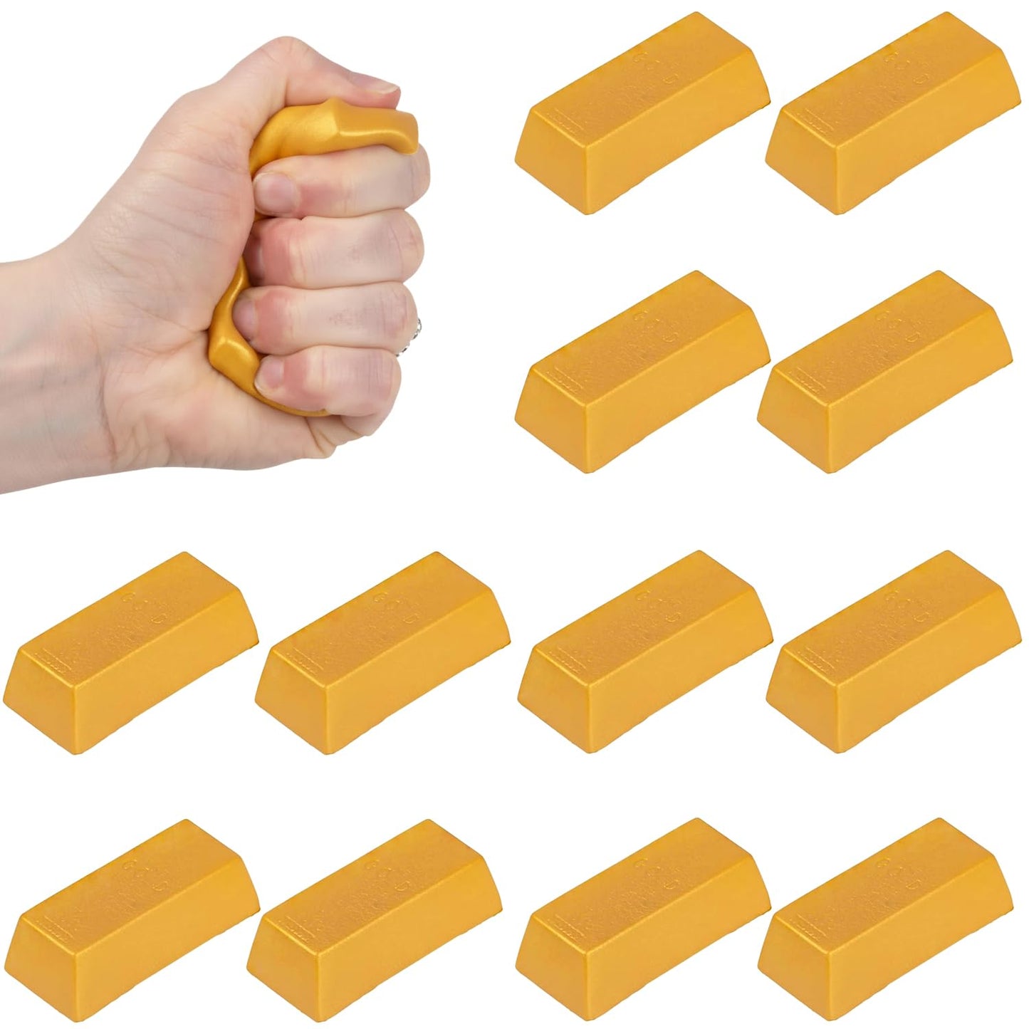 3 Inch Squish Gold Bar, Pack of 12