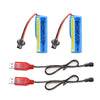 KBT 2 Pack 3.7V 600mAh Li-ion Rechargeable Battery for RC Cars, Trucks & Boats with Charger Cable