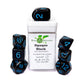 Role 4 Initiative R4I50007-7C Dice, Opaque Black with Blue Numbers - Set of 7