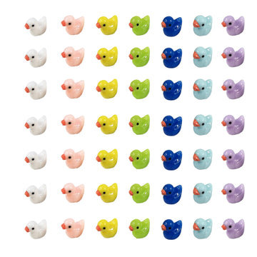 EMiEN 49PCS 7 Colors Tiny Mini Ducks Miniature Ornament for DIY Dollhouse Decoration Fairy Garden Plant  Nice Decoration Accessories for Desk Cabinet Kids Room Christmas/Birthday Gift