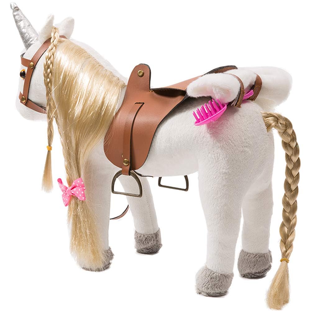 HollyHOME Stuffed Animal Unicorn Horse Pretty Plush Unicorn Pony Toy Pretend Play Horse 11 inches White
