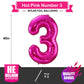 3 Balloon Number Hot Pink 3 Birthday Balloon 40 Inch Foil Mylar Large 3 Balloon Numbers For Birthday Party Anniversary Festival
