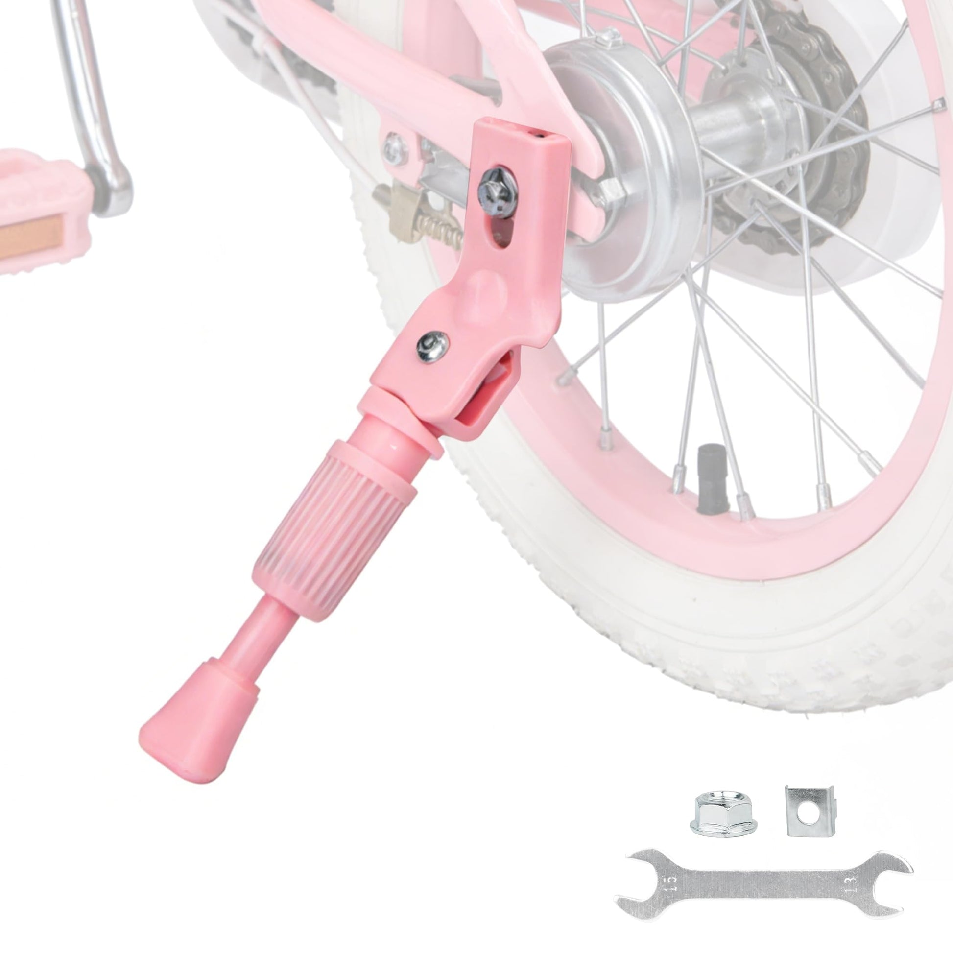 FOMAS Kids Bike Kickstand for 14/16/20 inch Bicycle Adjustable Center Mount Stand Aluminum Alloy (Pink, 14 inch)