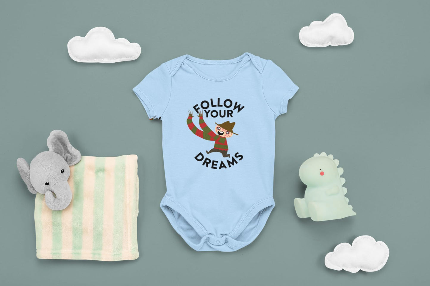 Funny Horror Infant Bodysuit Follow Your Dreams Costume for Babies Light Blue 24M