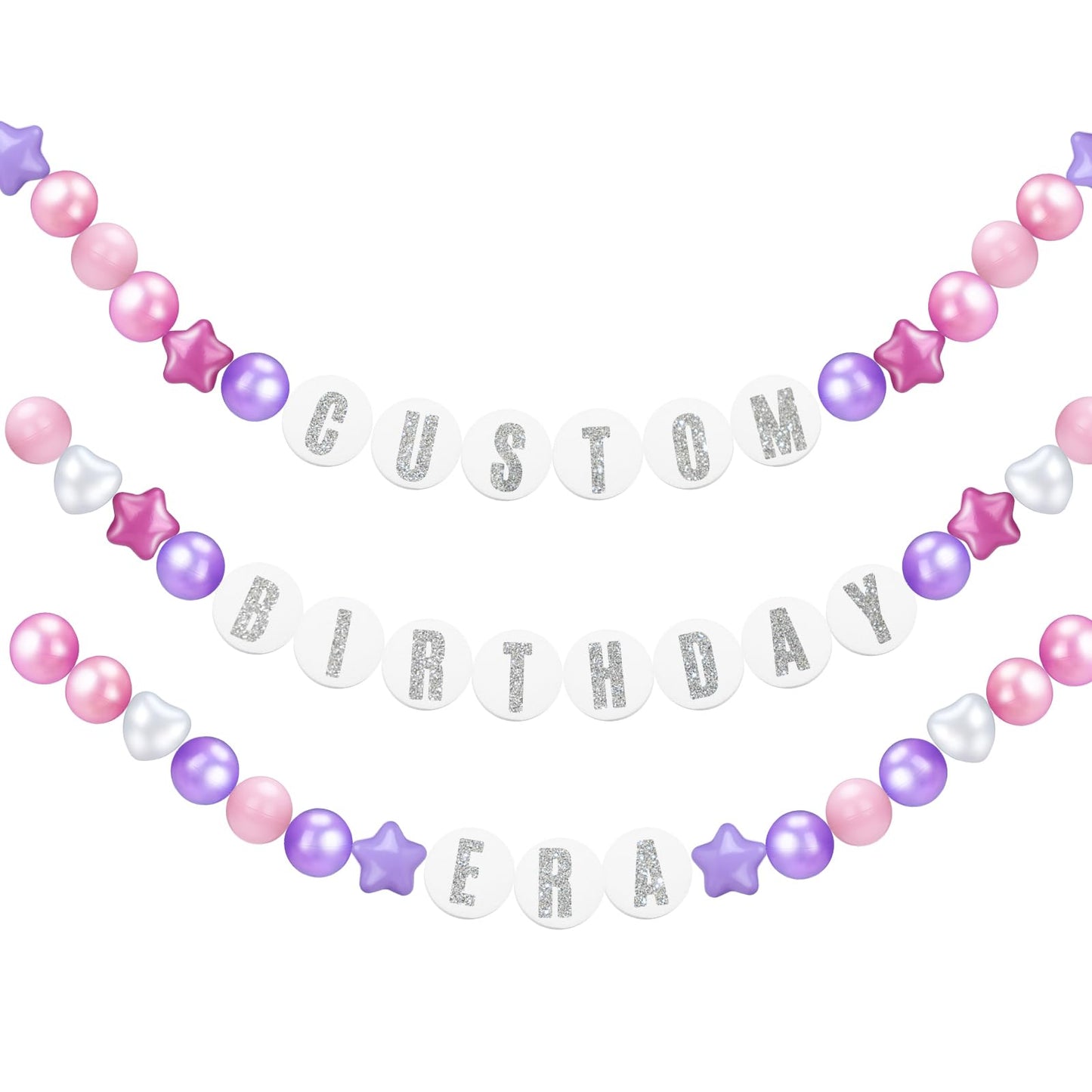 Simgoing 103 Pcs DIY Jumbo Friendship Bracelet Birthday Banner Kit Famous Singer Customizable Party Giant Garland Decor for Birt