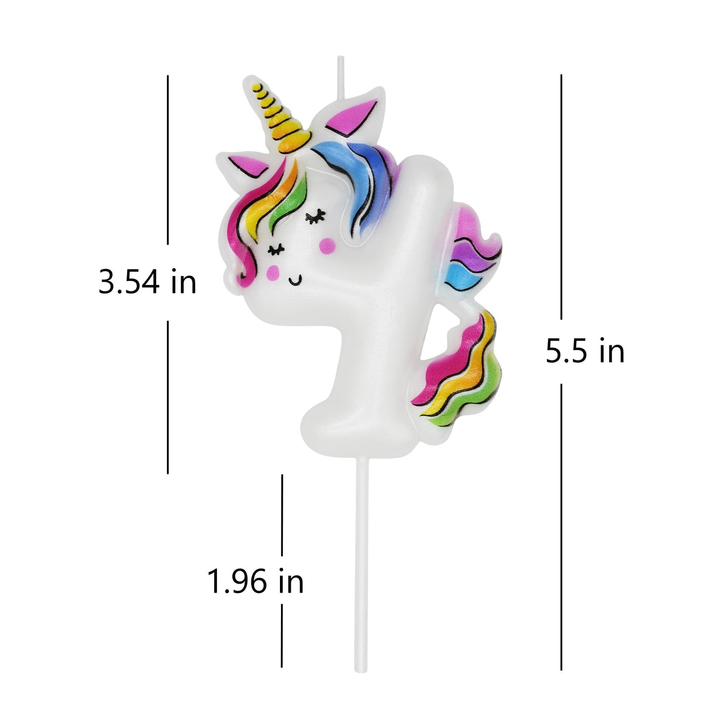 DERVENTA Birthday Candle Number White Unicorn Themed Party Decorations Beautiful Cake Topper 1 Piece (Unicorn Number 4)