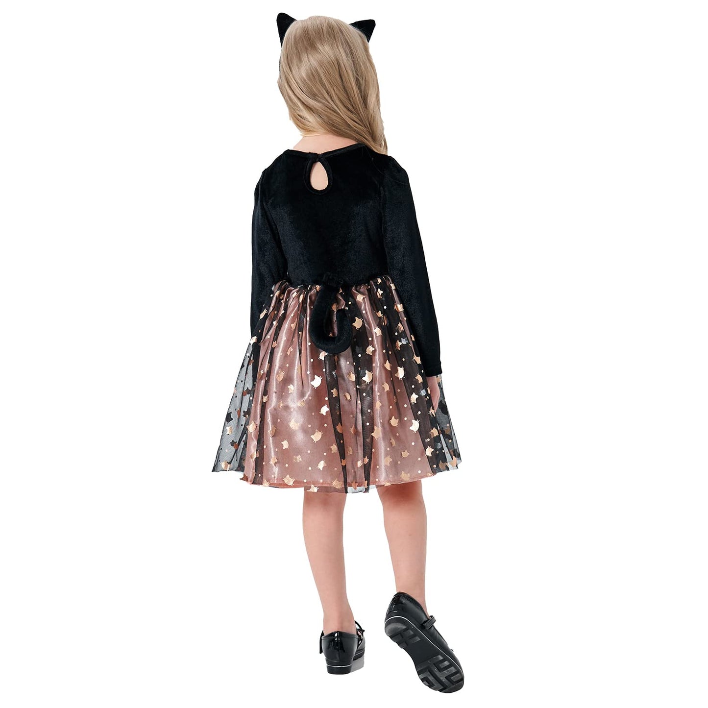 Wizland Cute Cat Costumes for girls Girls Dress Child kids Cat Role Play Costume for Halloween Dress Up Party and Role play Cosplay.5-6years