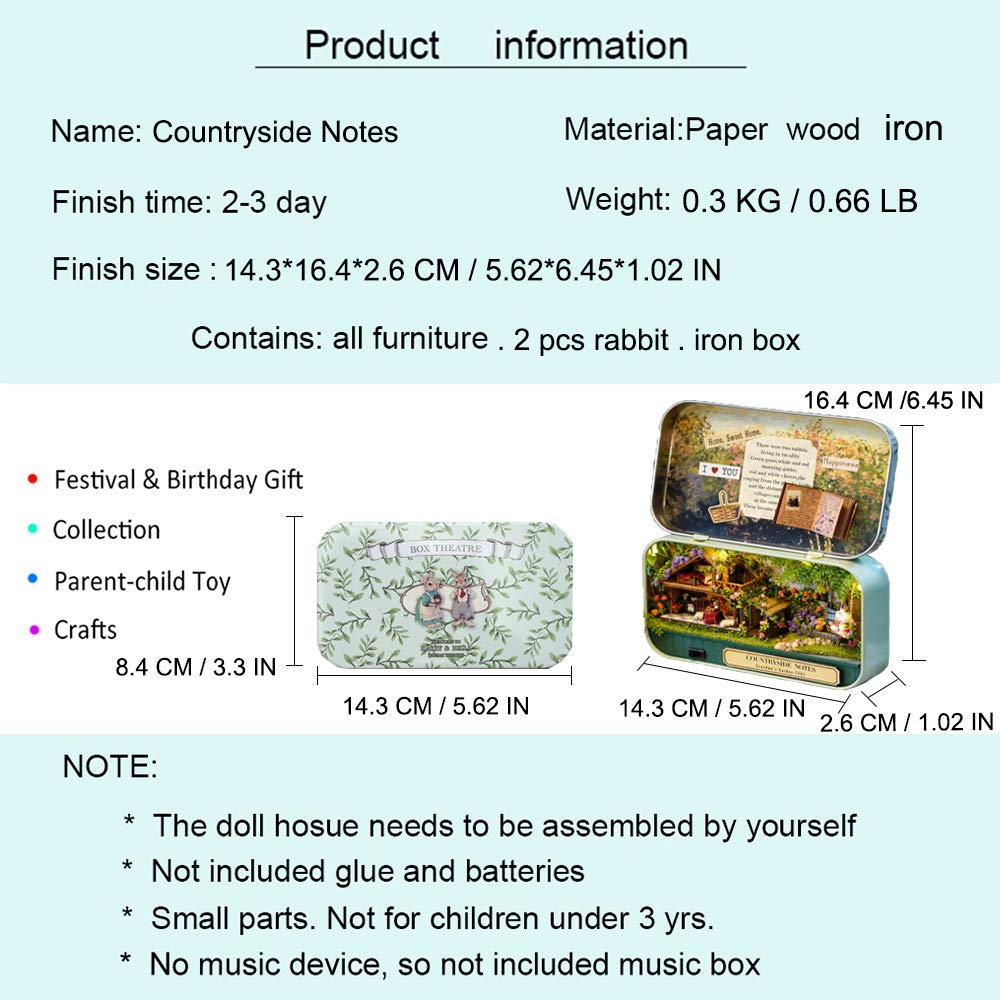 Spilay Dollhouse Miniature with Furniture DIY Dollhouse Kit Mini Iron Box Theater 1:24 Scale Creative Room Best Birthday Gift for mature-themed Lover Girl Friend Birthday Gift (Q04)