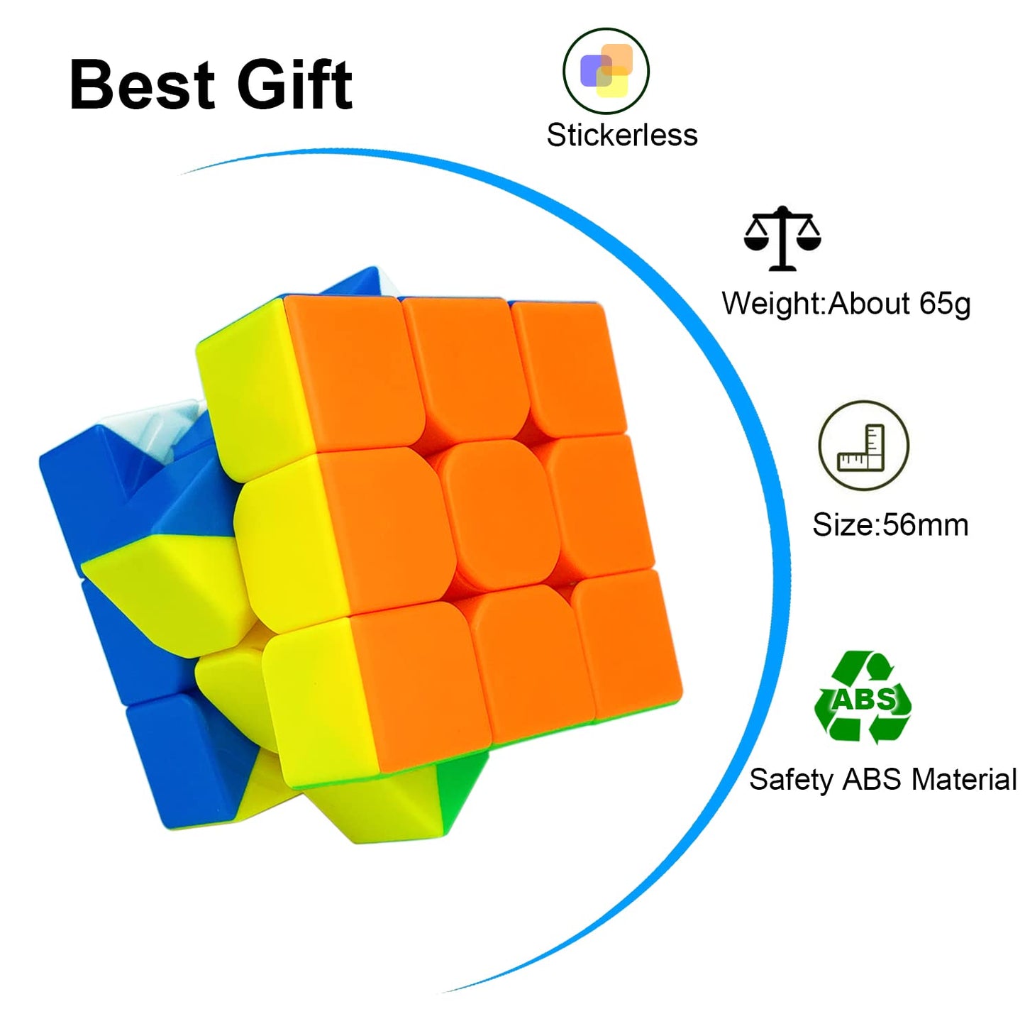 Ella Dream 6 Pack Speed Cube Set - Stickerless 3x3x3 Professional Cubes, Easy Smooth Turning, Classic Color, Ideal for All Ages