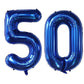EBAIJQUO 40-Inch Navy Blue Self-Sealing Number 50 Balloons for Birthday & Anniversary Decor, Extra Large Aluminum